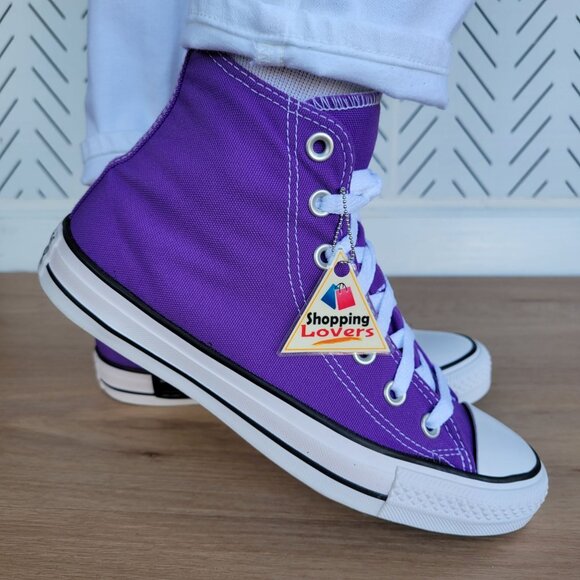 🤩Converse Chuck Taylor All Star Canvas Hi Top Sz 7.5 Women Shoes Violet 134833F - Picture 1 of 13